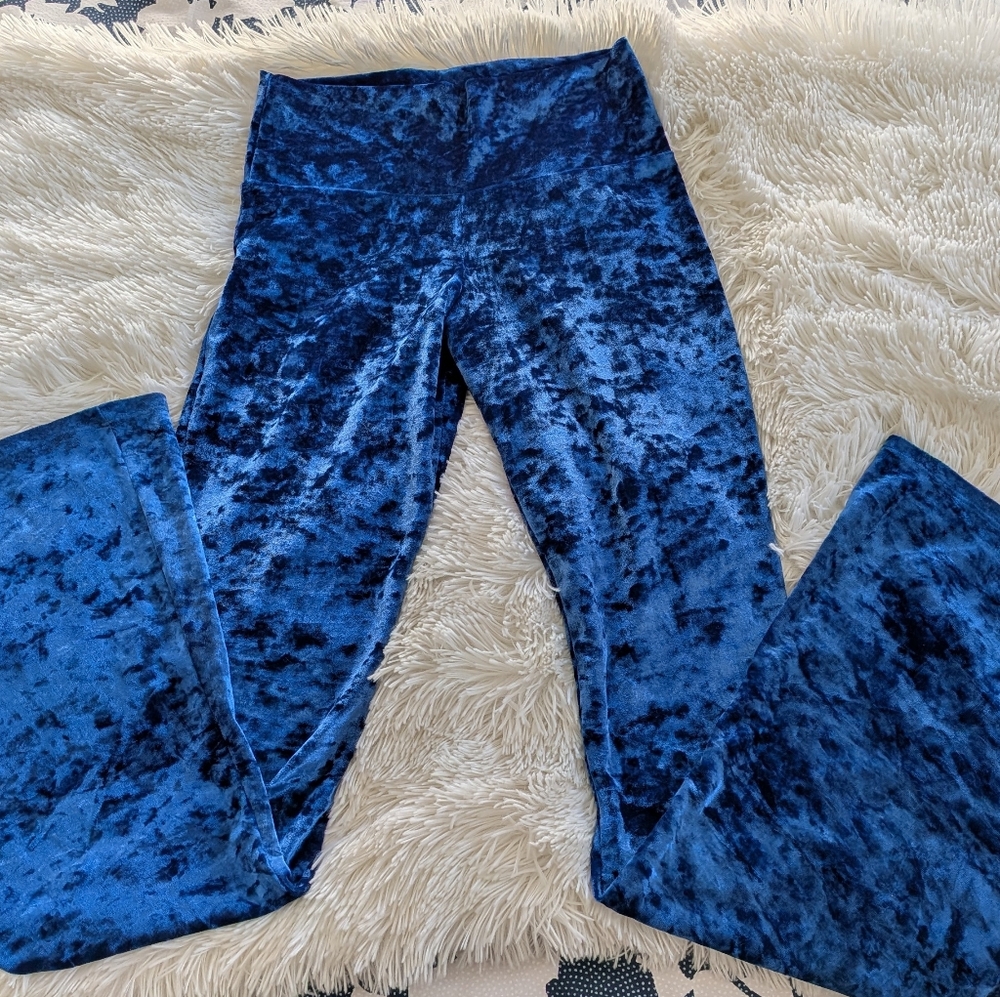 Warrior Within Velvet Blue Leggings- S/M